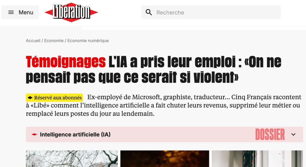 Article de Libération en date du 1er décembre 2025. Autrice: Elise Viniacourt